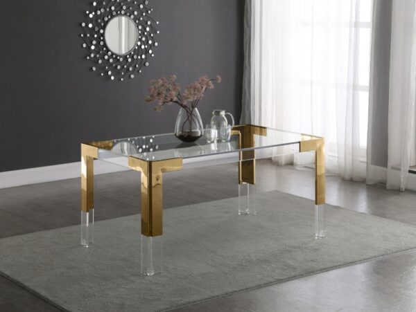 Casper 60" Glass Top, Acrylic And Steel Base Dining Table