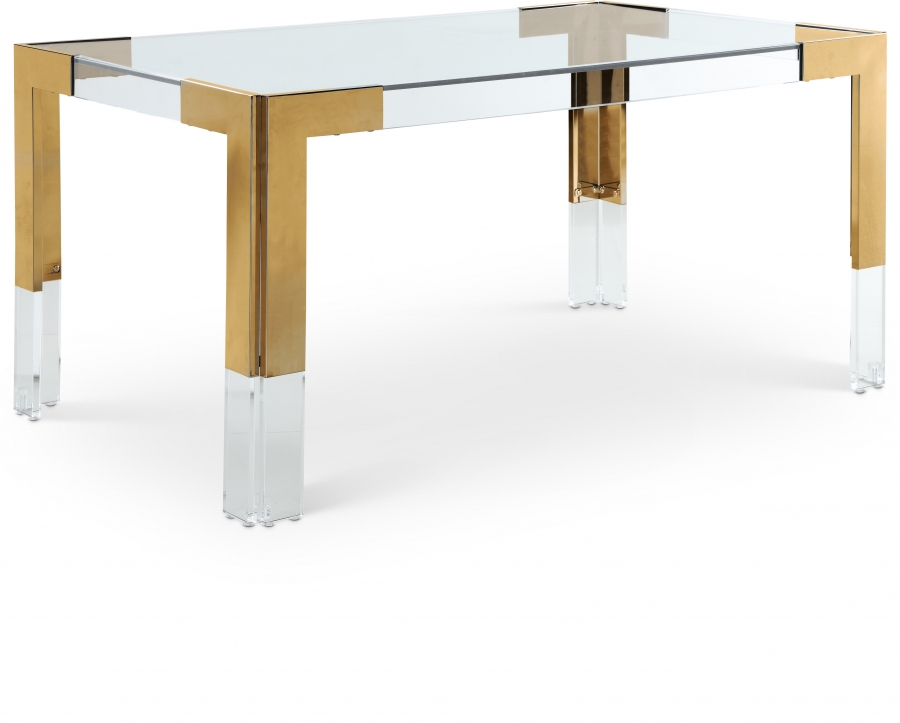 Casper 60" Glass Top, Acrylic And Steel Base Dining Table