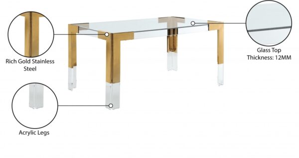 Casper 60" Glass Top, Acrylic And Steel Base Dining Table