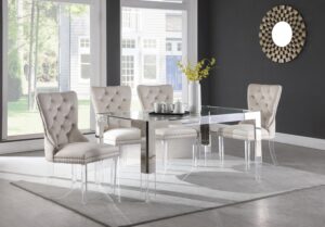 Casper 60" Glass Top, Acrylic And Steel Base Dining Table