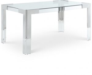 Casper 60" Glass Top, Acrylic And Steel Base Dining Table