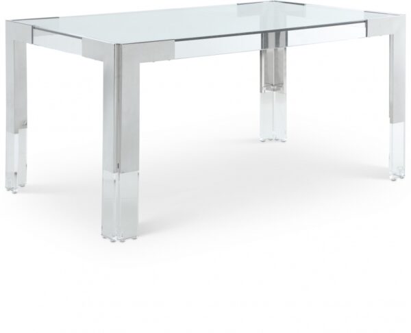 Casper 60" Glass Top, Acrylic And Steel Base Dining Table
