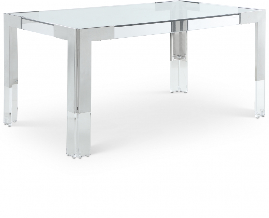 Casper 60" Glass Top, Acrylic And Steel Base Dining Table