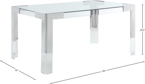 Casper 60" Glass Top, Acrylic And Steel Base Dining Table