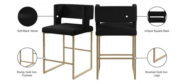 Caleb Velvet Upholstered Counter Stool