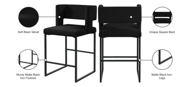 Caleb Velvet Upholstered Counter Stool