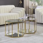 Sei Glass And Steel 2pc. Modular Coffee Table