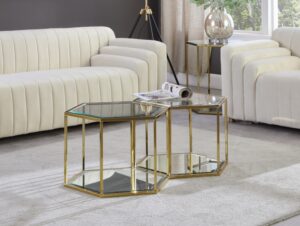 Sei Glass And Steel 2pc. Modular Coffee Table
