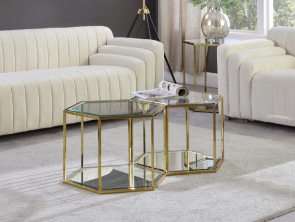 Sei Glass And Steel 2pc. Modular Coffee Table