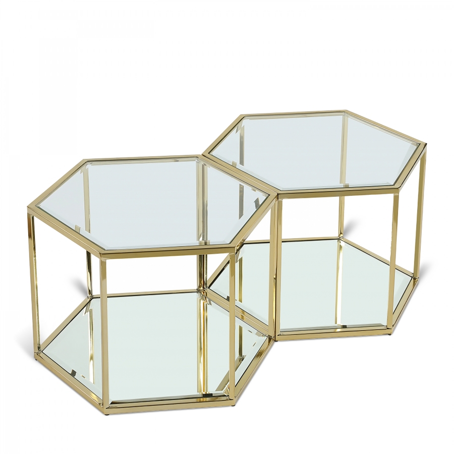 Sei Glass And Steel 2pc. Modular Coffee Table
