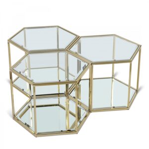 Sei Glass And Steel 3pc. Modular Coffee Table