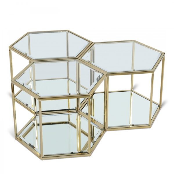 Sei Glass And Steel 3pc. Modular Coffee Table