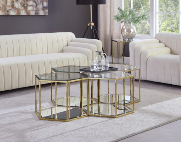 Sei Glass And Steel 4pc. Modular Coffee Table