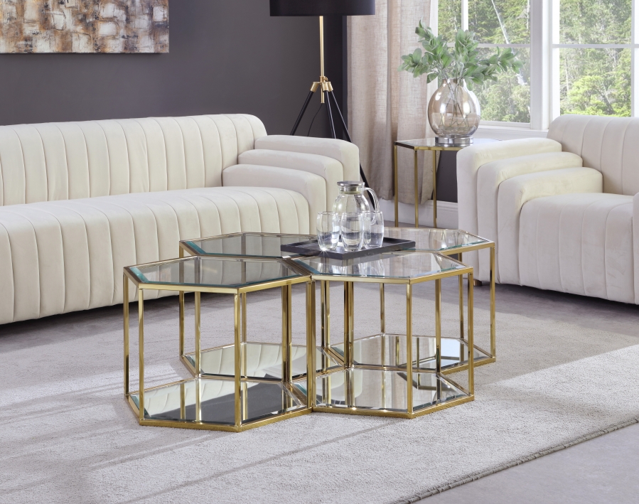 Sei Glass And Steel 4pc. Modular Coffee Table