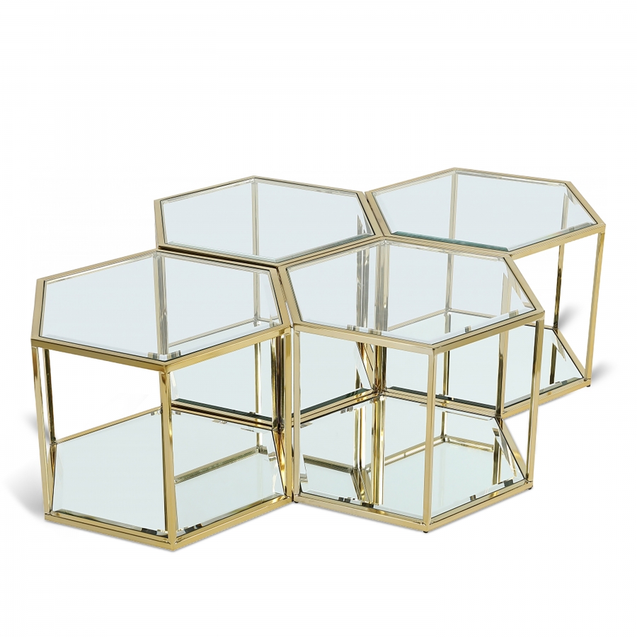Sei Glass And Steel 4pc. Modular Coffee Table