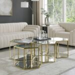 Sei Glass And Steel 5pc. Modular Coffee Table
