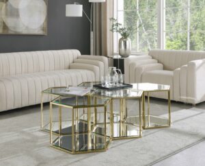 Sei Glass And Steel 5pc. Modular Coffee Table