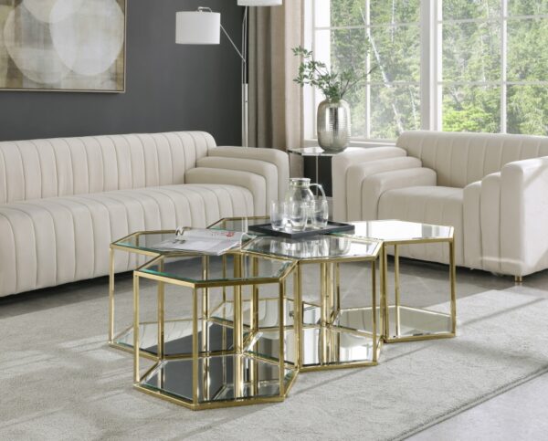 Sei Glass And Steel 5pc. Modular Coffee Table