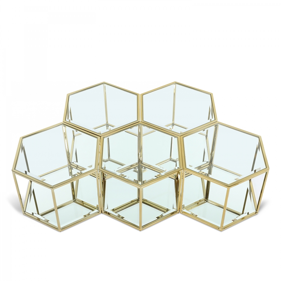 Sei Glass And Steel 5pc. Modular Coffee Table