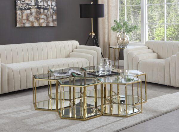 Sei Glass And Steel 7pc. Modular Coffee Table