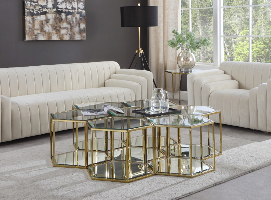 Sei Glass And Steel 7pc. Modular Coffee Table