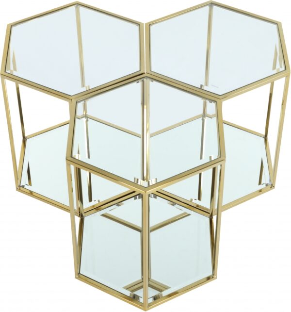 Sei 3 Piece Glass And Steel Modular End / Side Table