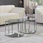 Sei Glass And Steel 2pc. Modular Coffee Table