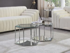 Sei Glass And Steel 2pc. Modular Coffee Table