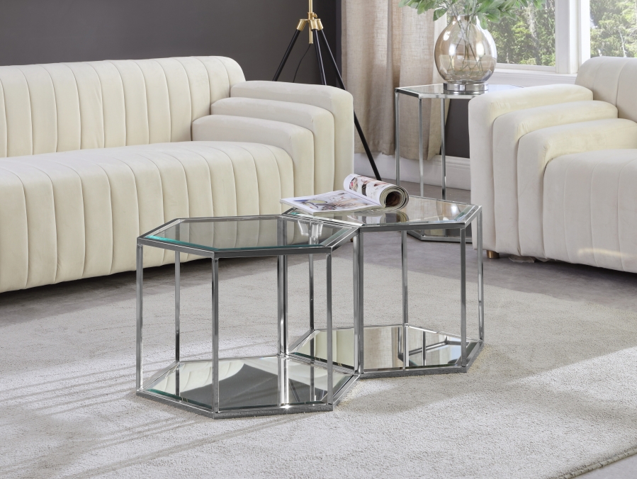Sei Glass And Steel 2pc. Modular Coffee Table