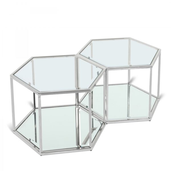 Sei Glass And Steel 2pc. Modular Coffee Table