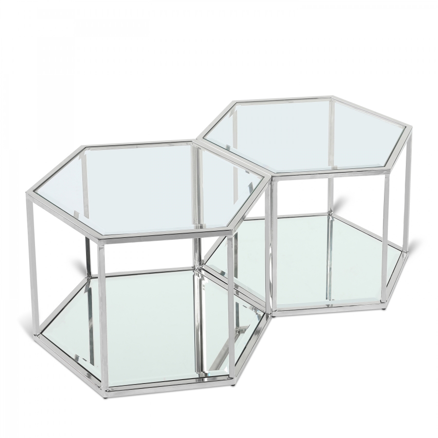 Sei Glass And Steel 2pc. Modular Coffee Table