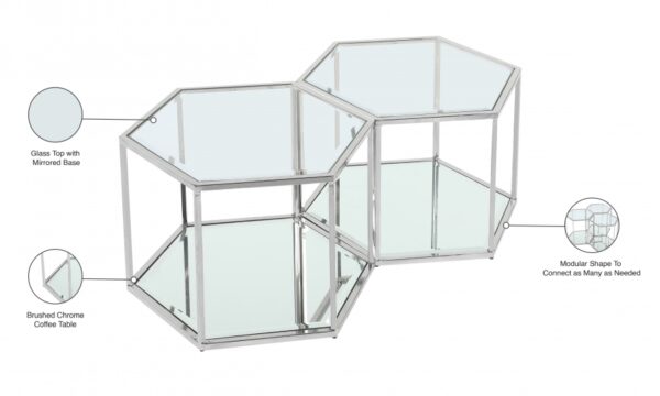 Sei Glass And Steel 2pc. Modular Coffee Table