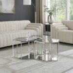 Sei Glass And Steel 3pc. Modular Coffee Table