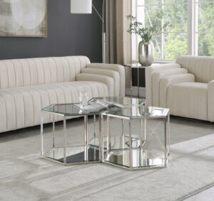 Sei Glass And Steel 3pc. Modular Coffee Table