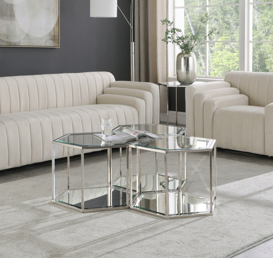 Sei Glass And Steel 3pc. Modular Coffee Table