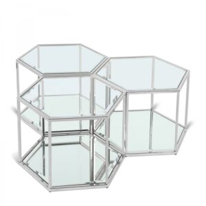 Sei Glass And Steel 3pc. Modular Coffee Table