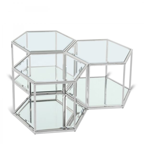 Sei Glass And Steel 3pc. Modular Coffee Table