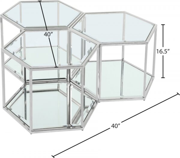 Sei Glass And Steel 3pc. Modular Coffee Table