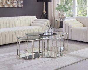 Sei Glass And Steel 4pc. Modular Coffee Table