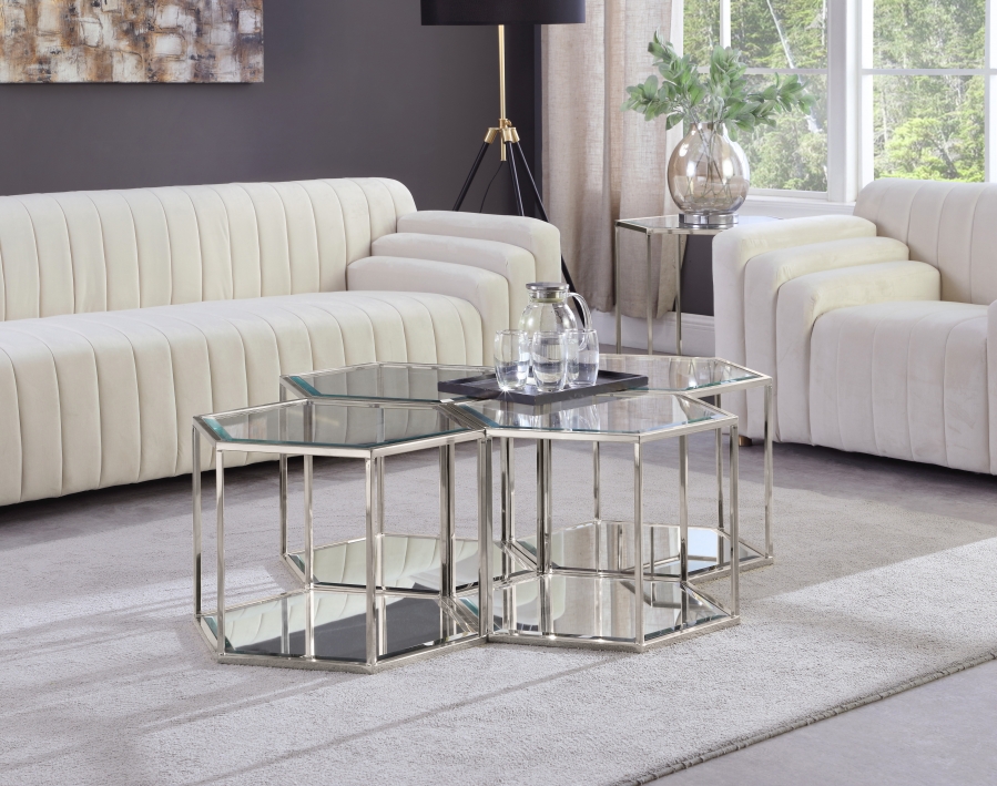 Sei Glass And Steel 4pc. Modular Coffee Table