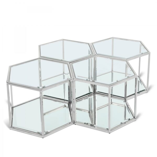 Sei Glass And Steel 4pc. Modular Coffee Table