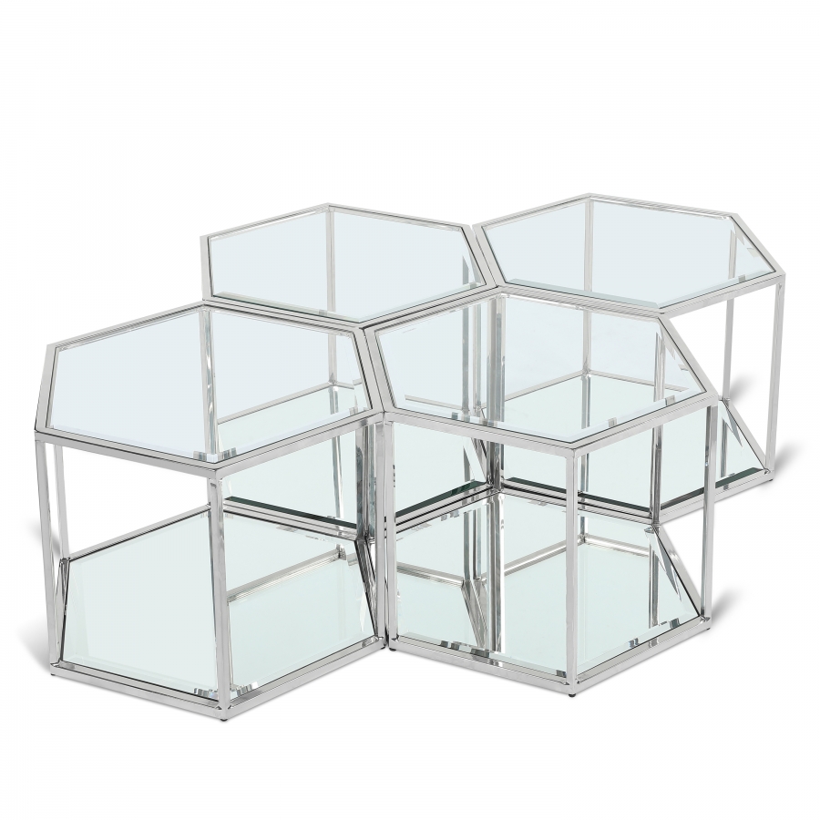 Sei Glass And Steel 4pc. Modular Coffee Table