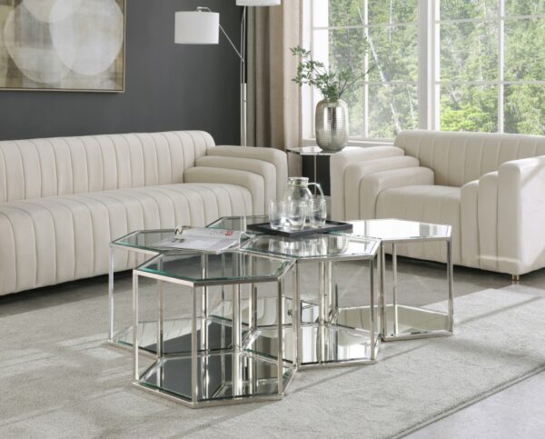 Sei Glass And Steel 5pc. Modular Coffee Table