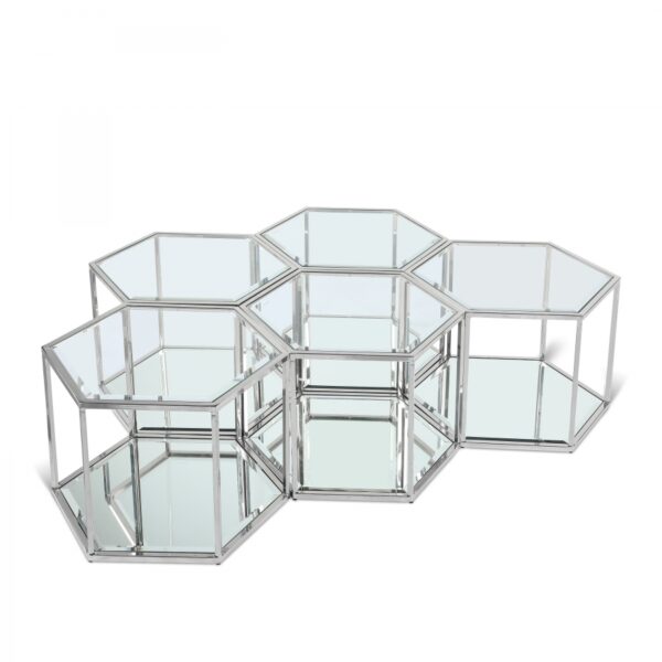 Sei Glass And Steel 5pc. Modular Coffee Table