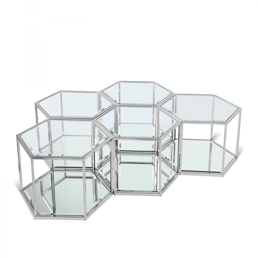 Sei Glass And Steel 5pc. Modular Coffee Table