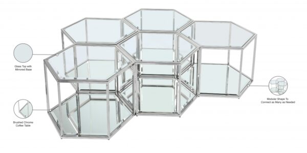 Sei Glass And Steel 5pc. Modular Coffee Table