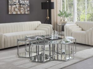 Sei Glass And Steel 7pc. Modular Coffee Table
