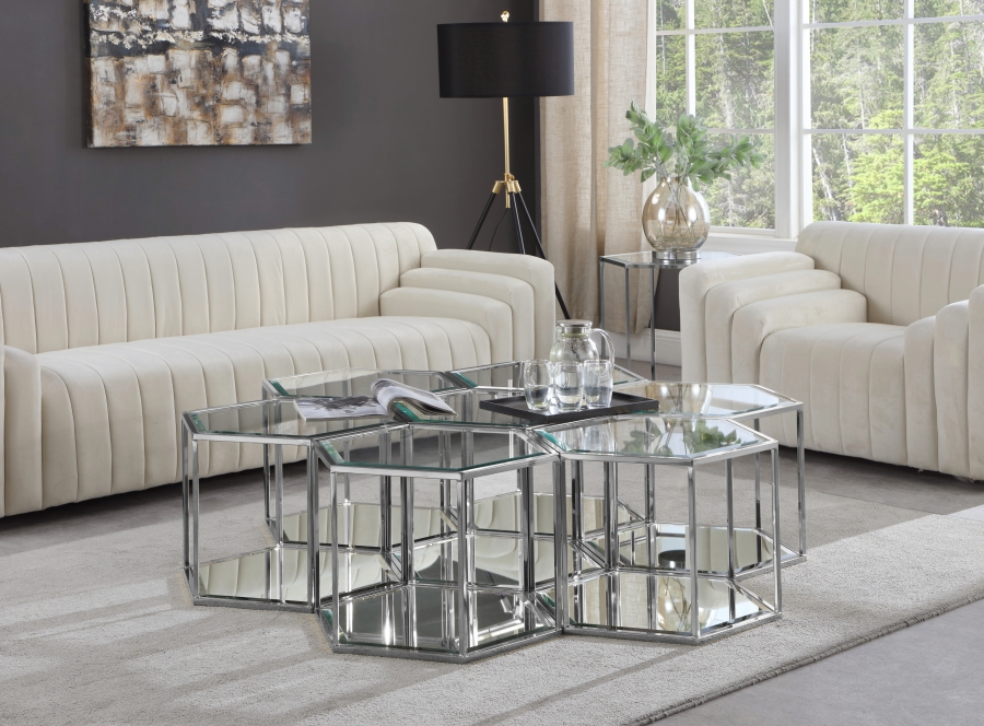 Sei Glass And Steel 7pc. Modular Coffee Table