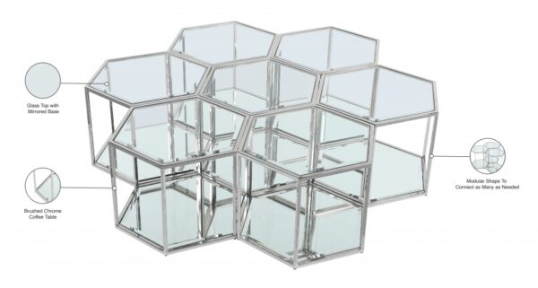 Sei Glass And Steel 7pc. Modular Coffee Table
