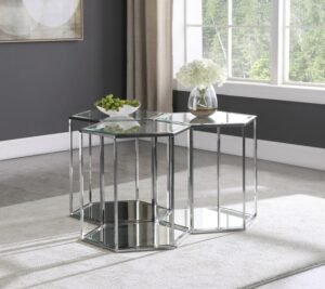 Sei 3 Piece Glass And Steel Modular End / Side Table